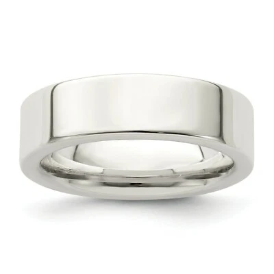 Sterling Silver Polished 6mm Comfort Fit Unisex Flat Wedding Band Size 4 to 13.5 - Image 1 of 4