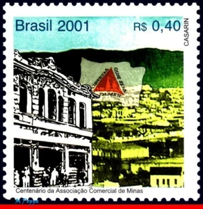 2796 BRAZIL 2001 TRADE ASSOCIATION MG, FLAG, ARCHITECTURE, MI# 3147 C-2379, MNH - Picture 1 of 2
