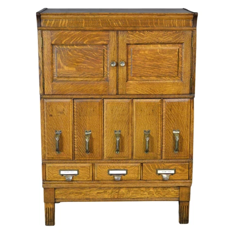Antique Oak Sectional File Cabinet and Cupboard #21285 Cover