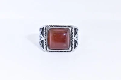 Anillo de cornalina genuina vintage de acero inoxidable talla 12,75 para hombre Free Mason Foto 1 de 3