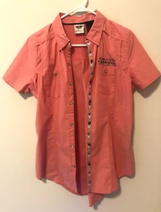 Harley Davidson Pink Pearl Snap Embroidered Short Sleeve Western Shirt Damen M - Bild 1 von 14