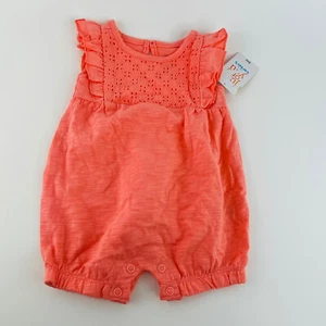 Carter's Baby Girl Sleeveless Romper One Piece Bright Coral Size 3M - Picture 1 of 2