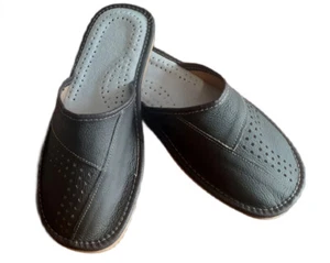 Men slippers genuine leather Mountain style FOLK Hand Made Europe Mule - Picture 1 of 8