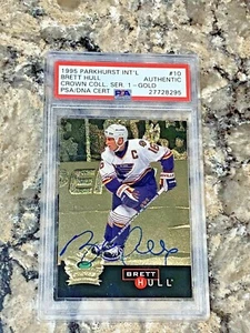 1995-96 Parkhurst Int'l Crown Collection GOLD Brett Hull #10 Auto PSA/DNA - Picture 1 of 2