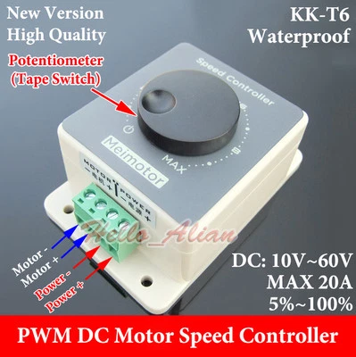 Waterproof DC10V~60V 12V 24V 36V 48V 20A PWM DC Motor Speed Controller Regulator - Image 1 of 4