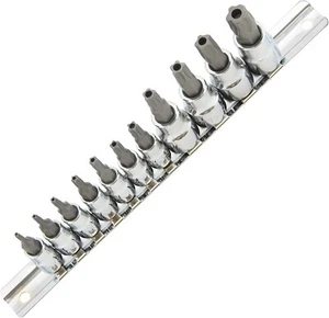 Nuevo Juego de brocas de enchufe Allen Torx Star de 5 puntos a prueba de manipulaciones de 11 piezas 3/8 1/4 DR con riel - Imagen 1 de 2