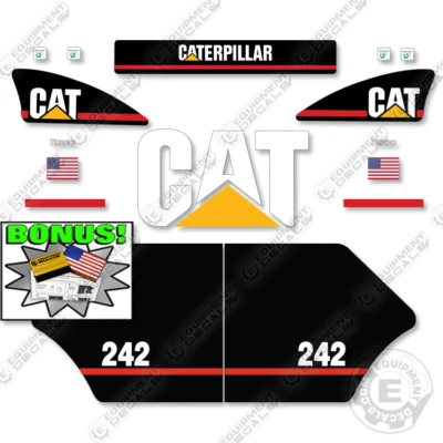 Fits Caterpillar 242 Decal Kit Skid Steer - 7 YEAR OUTDOOR 3M VINYL! - Image 1 of 2