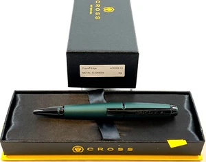 CROSS EDGE METALLIC GREEN GEL INK ROLLERBALL PEN WITH BLACK TRIM-AT0555-13 - Picture 1 of 8