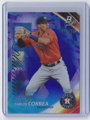 Carlos Correa, Houston Astros—2017 Bowman Platinum Purple #45—029/250 - Image 1 of 2