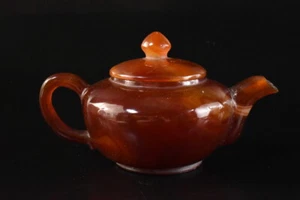T4175: XF Japanese Stone jade/jewels Agate TEAPOT Kyusu Sencha - Picture 1 of 7