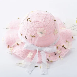 Baby Girls Cotton Hat Floppy Wide Brim Sun Hat Strawberry Embroidered Cap - Picture 1 of 16
