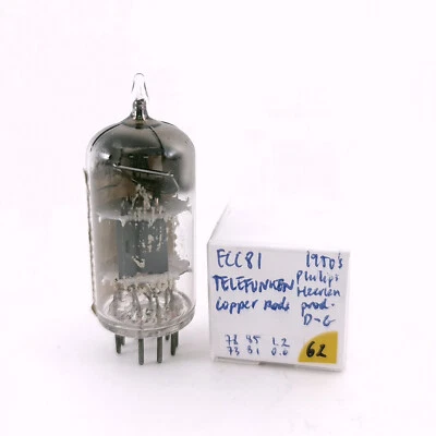 1 X ECC81 TELEFUNKEN RÖHRE. 50er Jahre PHILIPS HEERLEN PROD. D-G. GEBRAUCHT. ... - Bild 1 von 4