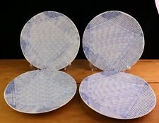 WATERFALL Over and Back Blue Geometric Lines Salad Plates Set of 4
