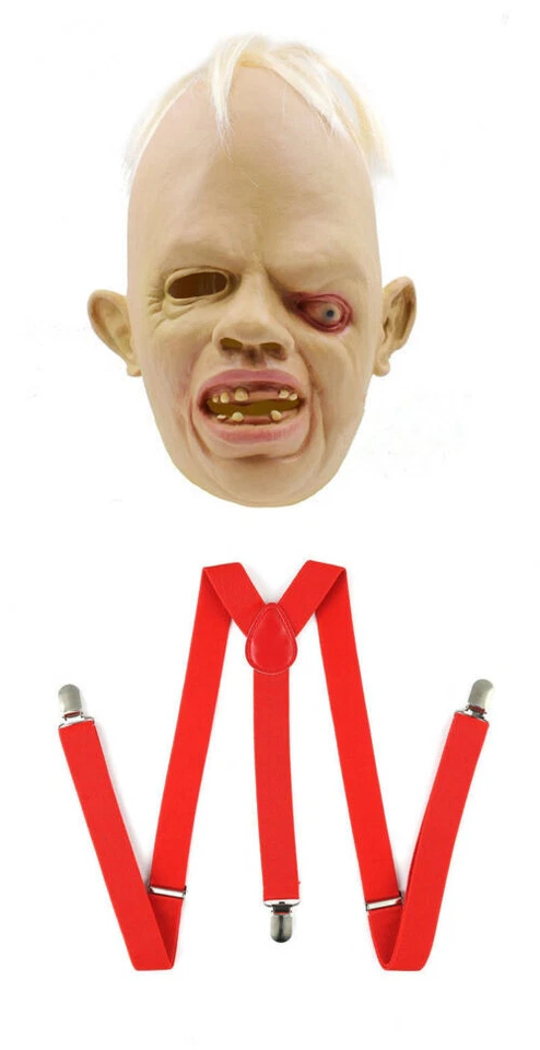Sloth Latex Mask & Red Braces Goonies Eye Halloween Fancy Dress 1980s 80's Movie