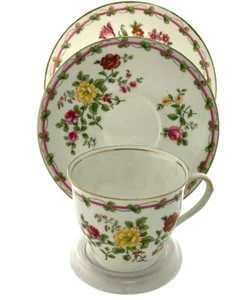 Beautiful Aynsley Tea Trios - Multicoloured Flowers - Made in England c.1950s - Picture 1 of 12