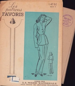 Unused Vintage FRENCH Sewing Pattern - PYJAMA - Bust 38 - Picture 1 of 2