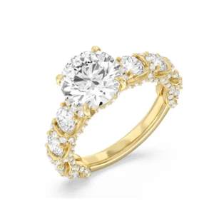 Yellow Gold Women Ring 14k Lab Grown IGI Certified 4.25 Ct Round Diamond Size 5 - Picture 1 of 9