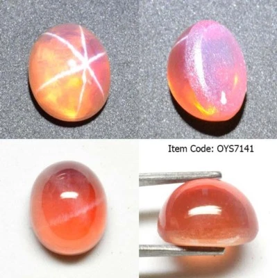 Oval 11x9 MM Orange Star Sapphire 6 Rays Lab Corundum Cabochon - Image 1 of 4