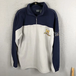 University Michigan Fleece Jacket Mens Medium Blue Gray Wolverines Sweater - Picture 1 of 19