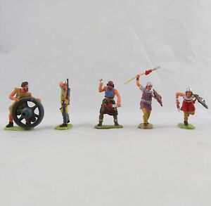 Lot of 5 Elastolin Norman Soldiers Archers Toy Figures West Germany 40mm
