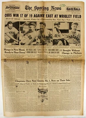 1936 SPORTING NEWS BASEBALL MAGAZINE ORIGINAL BOX SCORES 6 18 1936 - Image 1 of 3