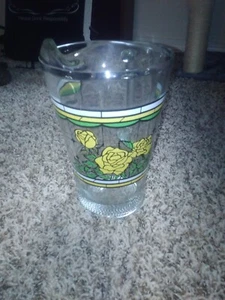 1986 anniversary What-a-Burger yellow rose Glass Drink Pitcher 9" Whataburger - Picture 1 of 3