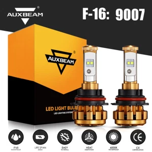 AUXBEAM F-16 9007 LED Headlight Bulbs Kit 6000K Super White High Low Beam Light - Picture 1 of 12