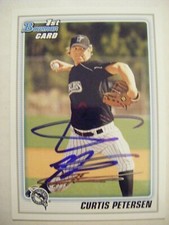 CURTIS PETERSEN signed 2010 Bowman Prospects baseball card AUTO AUBREY DENTON TX