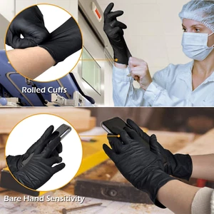 Black Nitrile Disposable Gloves,Medical Exam Gloves, Latex & Powder-Free, Foo... - Picture 1 of 1