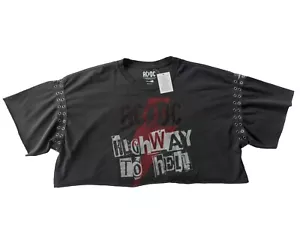 NWT - AC/DC Highway To Hell Crop Top T-Shirt Gray Unisex SZ L Gray - Picture 1 of 8
