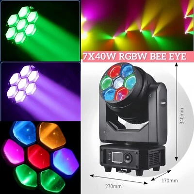 Bee Eye LED 7x40W RGBW Beam Wash Zoom Moving Head Stage Light DMX DJ Bar Disco - Image 1 of 4