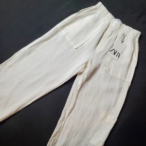 Zara Girls Size 11/12 NWT Jogger Style Linen Pants White - Picture 1 of 9