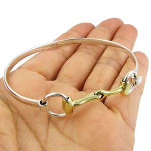 Horsebit 925 Sterling Silver Clip Bracelet Two Tone Hallmarked Equestrian Bit - Picture 1 of 6