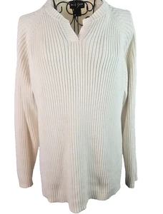 Woolrich Pullover Damen XL creme klassischer Pulli V-Ausschnitt kuschelig dehnbar - Bild 1 von 8