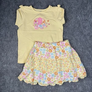 Carters Girls Skirt Shirt Set Size 5 Floral Ruffle Elephant Stretch - Picture 1 of 12