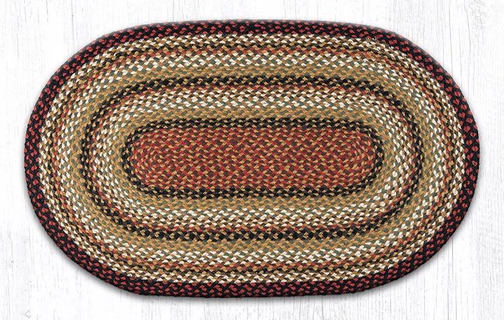 Earth Rugs C-319 Burgundy Mustard  Oval Braided Rug 27" x 45" - Image 1 of 1