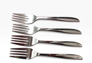 Oneida Community TWIN STAR Stainless Salad Fork 6.25” Atomic Starburst MCM Lot 4 - Afbeelding 1 van 6