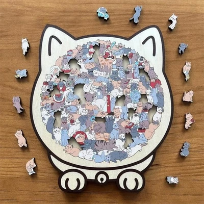 Wooden Puzzle in For Cat Shape 135 Pieces Great for Puzzle Enthusiasts - Image 1 of 3