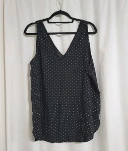 Camiseta sin mangas Old Navy nueva con etiquetas a lunares talla XL cuello en V negra retro boho clásica country - Imagen 1 de 7