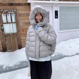 Winter New Hooded Stand-up Collar Down Jacket Thick Short Loose Coats Overcoats - Picture 1 of 17