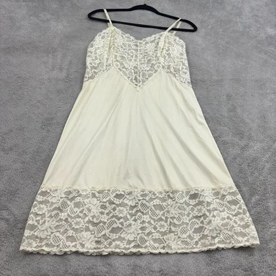 VTG Vanity Fair Lace Trim Slip Dress Womens S/M Ivory Fairy Y2K Boho Dainty Sexy - Image 1 of 4