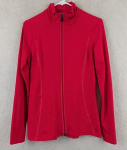 Lole sz M Fitted Full Zip Jacket stretchy ls pink on pink stripes UPF 50 1947 - Picture 1 of 6