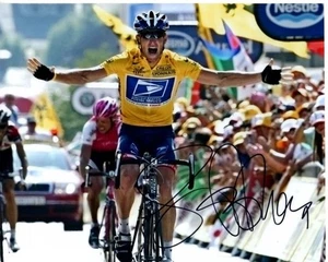 Foto firmada por Lance Armstrong de 8x10 con certificado de autenticidad de holograma - Imagen 1 de 2