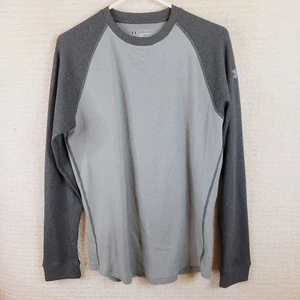 Under Armour UA Waffle Crew Shirt Mens Medium Gray Long Sleeve Thermal Knit - Picture 1 of 14