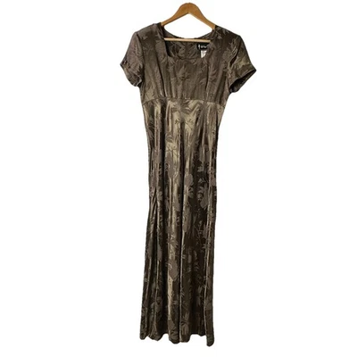 Maxi Vestido De Colección All That Jazz Marrón Satinado Floral Grunge Cottage Whimsigoth Años 90 10 Foto 1 de 4