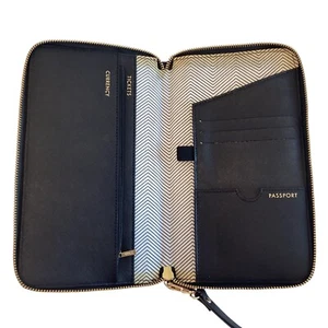 Kikki.K Travel Wallet Passport Boarding, Tickets Black Large Saffiano Leather - Bild 1 von 7