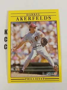 1991 Fleer MLB Baseball Philadelphia Phillies #386 Darrel Akerfelds - Picture 1 of 2