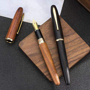 HongDian 660 Wood Fountain Pen EF/ F Nib Handcrafted Sandalwood Pen Gift