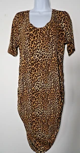 Motherhood Maternity Dress Large Midi Cinched Leopard Cat Cheetah Print Stretch - Picture 1 of 11
