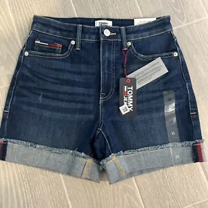 Tommy Jeans Shorts Women's 0/25W Denim High Rise Denim Taille Haute Court - Picture 1 of 22